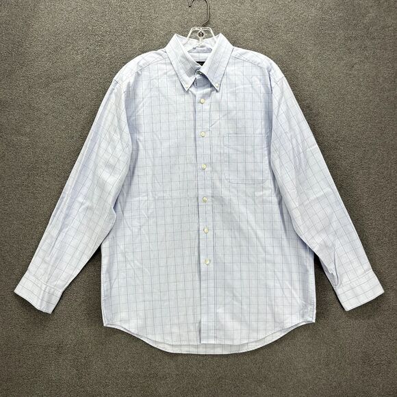 Club Room Shirt Mens Large 16 34 / 35 Blue Plaid Button Down Pocket Easy care - Picture 1 of 16
